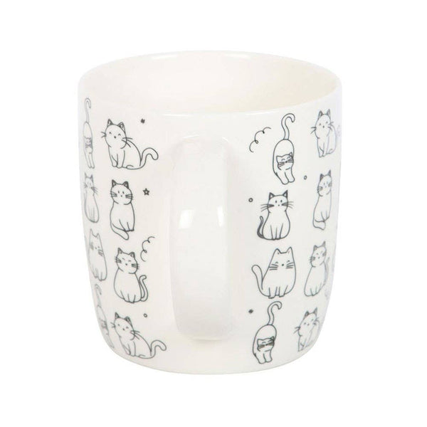 White Happy Cat Print Ceramic Mug. HCM