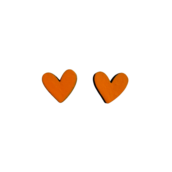 Earrings - Wooden Heart Studs PPWH