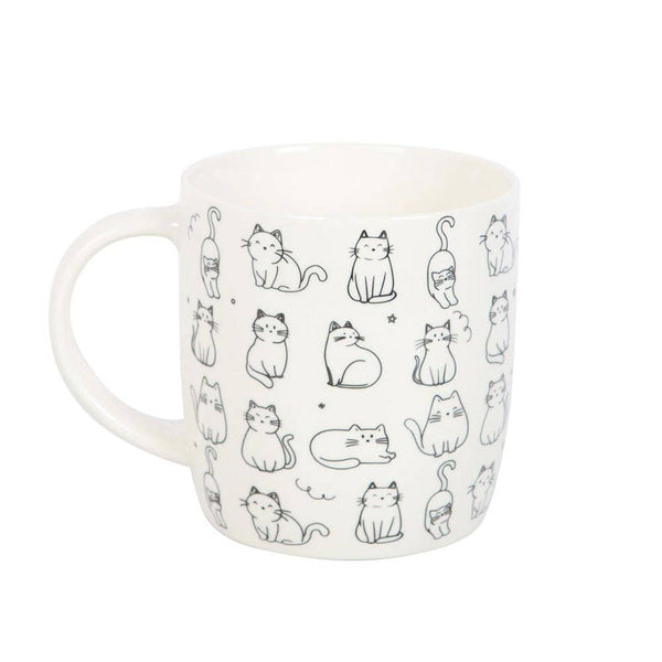 White Happy Cat Print Ceramic Mug. HCM