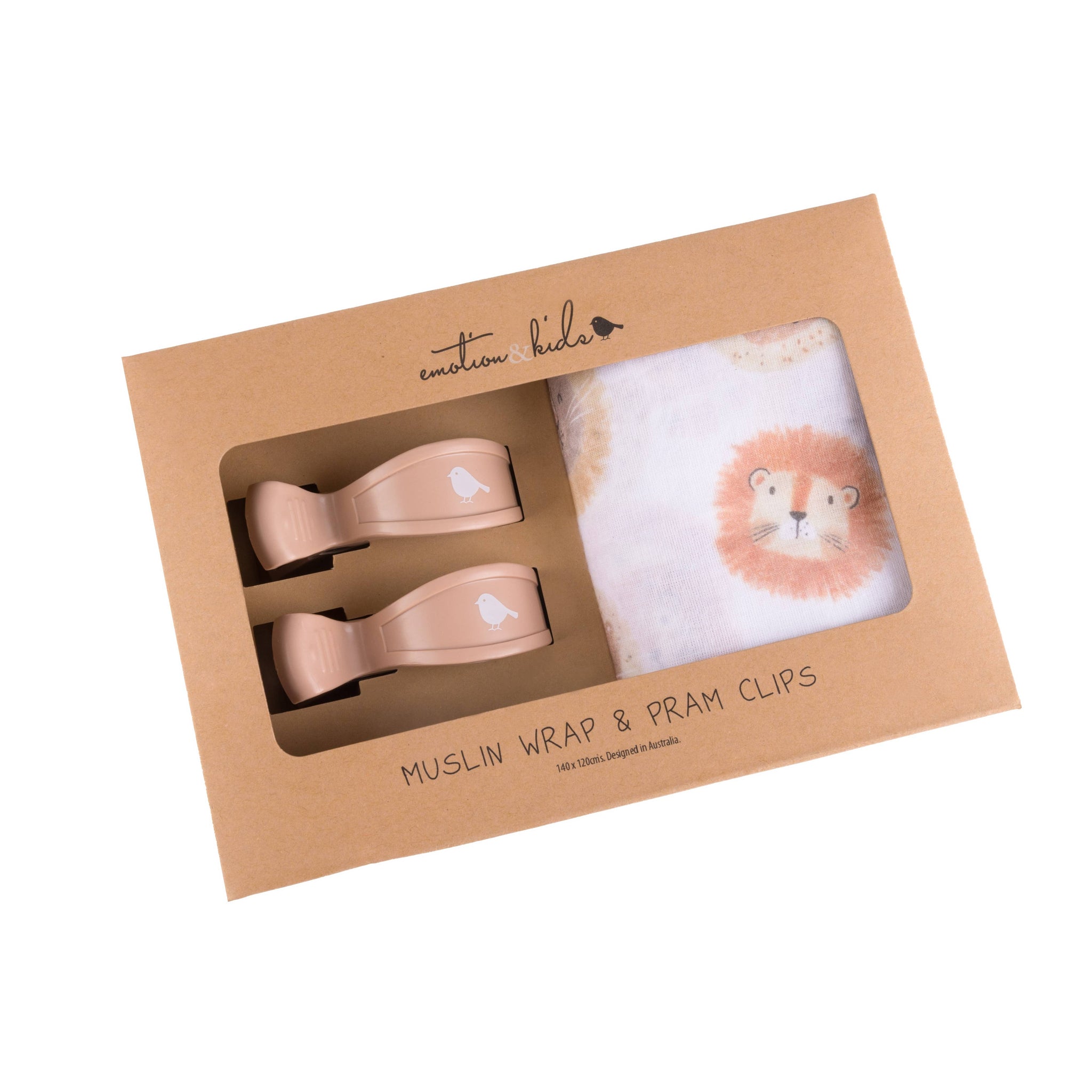 Lions Muslin Wrap & Latte Pram Clips Set LWS