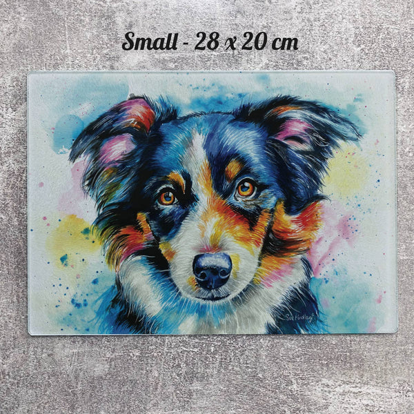Border Collie Glass Cutting Board BCC