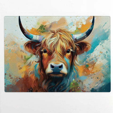 Highland Cow Glass Cutting Board | Small 20x28 cm
