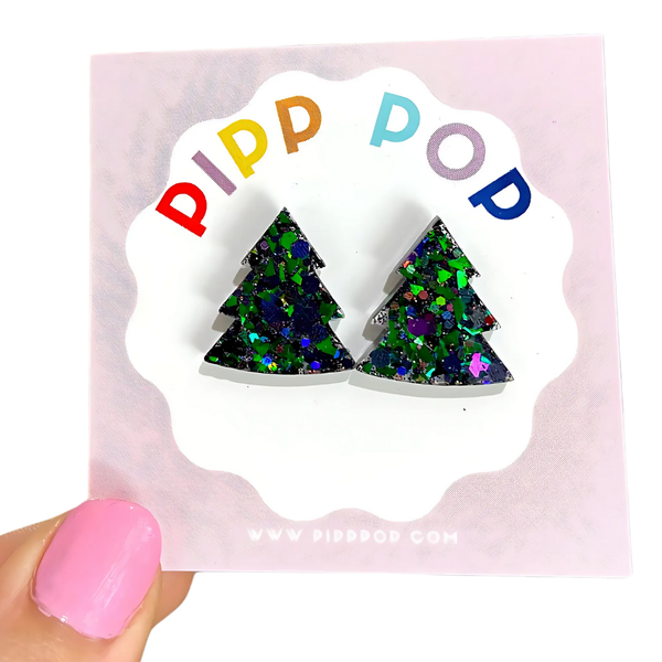 Glitter Christmas Tree Studs GCT