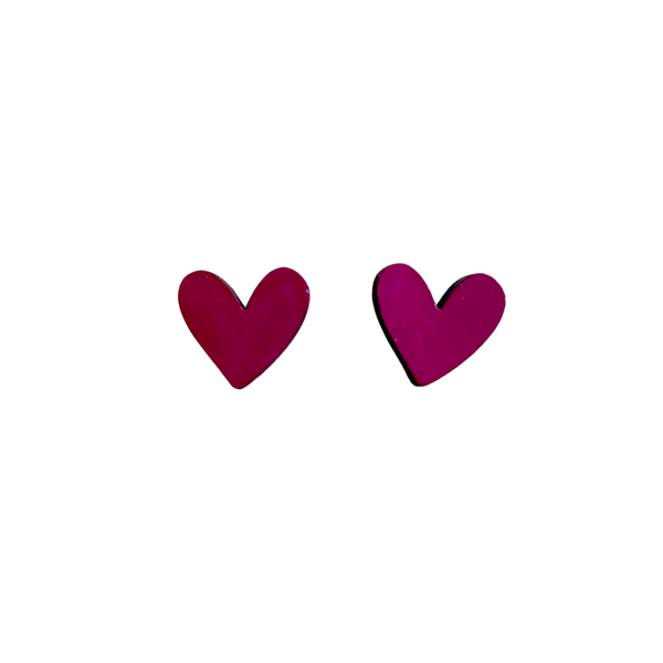 Earrings - Wooden Heart Studs PPWH