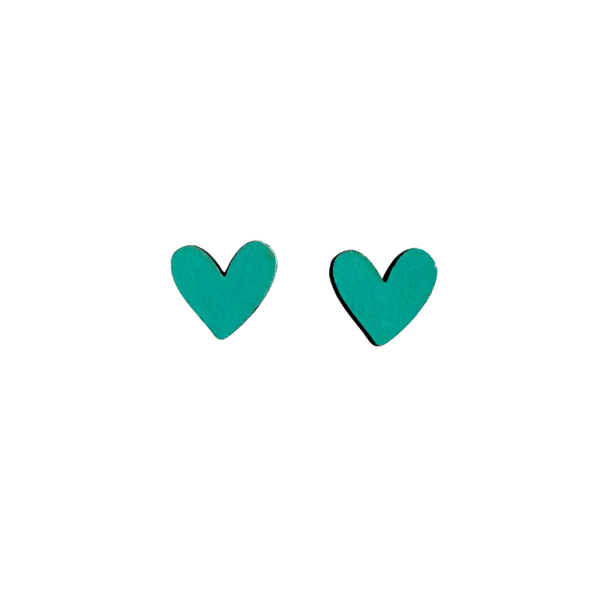 Earrings - Wooden Heart Studs PPWH
