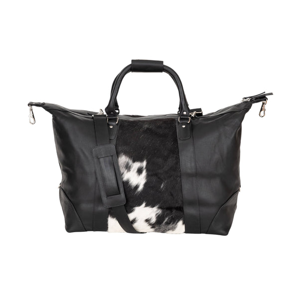 Greenwood Leather - Sable Hair-On Duffle – Black Leather & Cowhide Weekender GLC