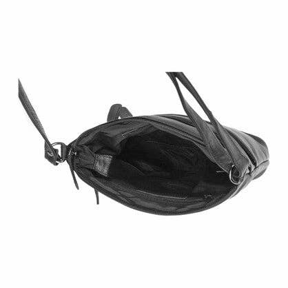 Greenwood Leather - Ladies Cross Body Leather Bag BLACK GLB