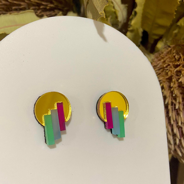 EARRINGS Art Deco Studs  PPAD