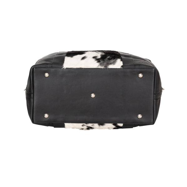 Greenwood Leather - Sable Hair-On Duffle – Black Leather & Cowhide Weekender GLC
