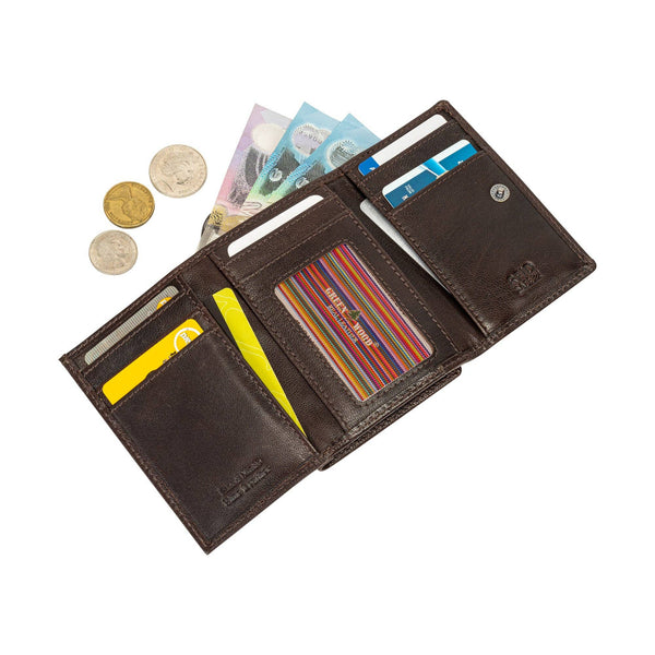 The Harvest — Women's Brown Leather Bifold Wallet with Zip Coin Purse & RFID Protection HWB