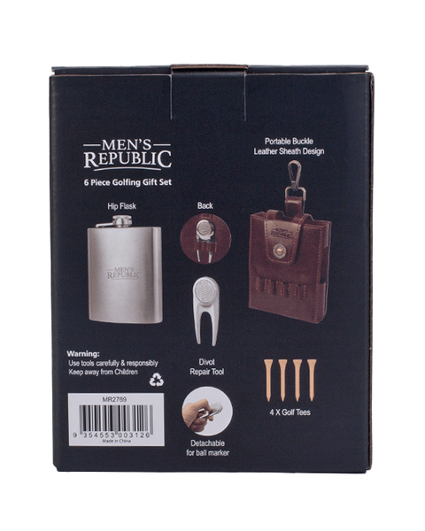 Men's Republic Golfers Luxury Hip Flask Set GHF