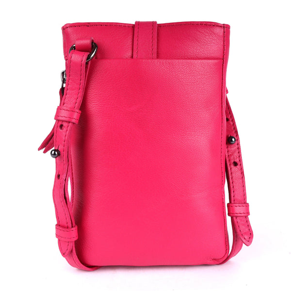 Greenwood Saffron Leather Phone Crossbody Bag Pink GSP
