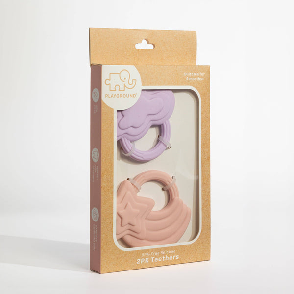 2pk Silicone Teether - Stars & Cloud Pink TSC