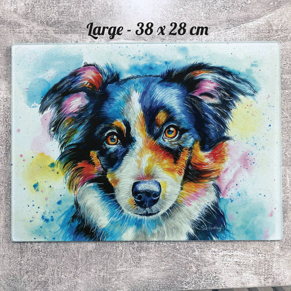 Border Collie Glass Cutting Board BCC
