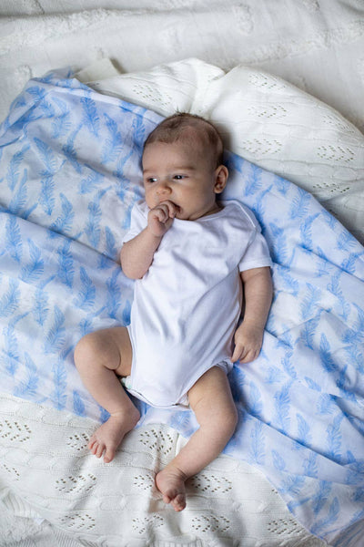 Muslin Wrap - Blue Feather Muslin Swaddle MWB