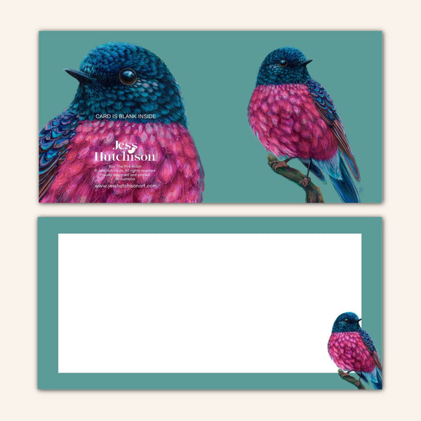 Roy the Pink Robin Greeting Card RPR💚