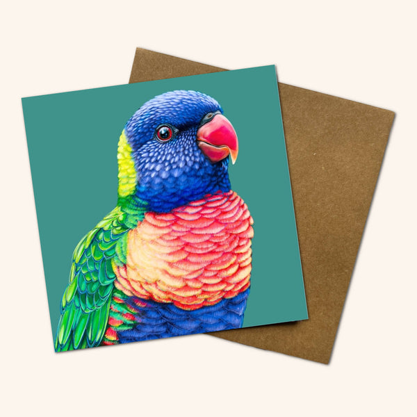 Rupert the Rainbow Lorikeet Greeting Card RRL 💚
