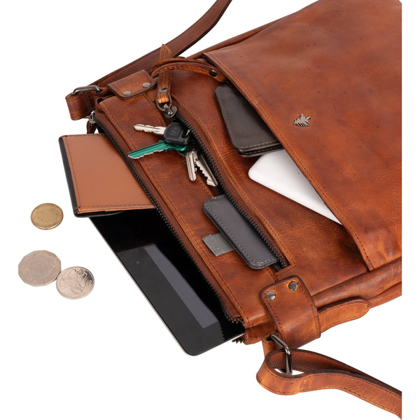 Greenwood Leather - Leather Shoulder Bag Robbie Cognac GLRC