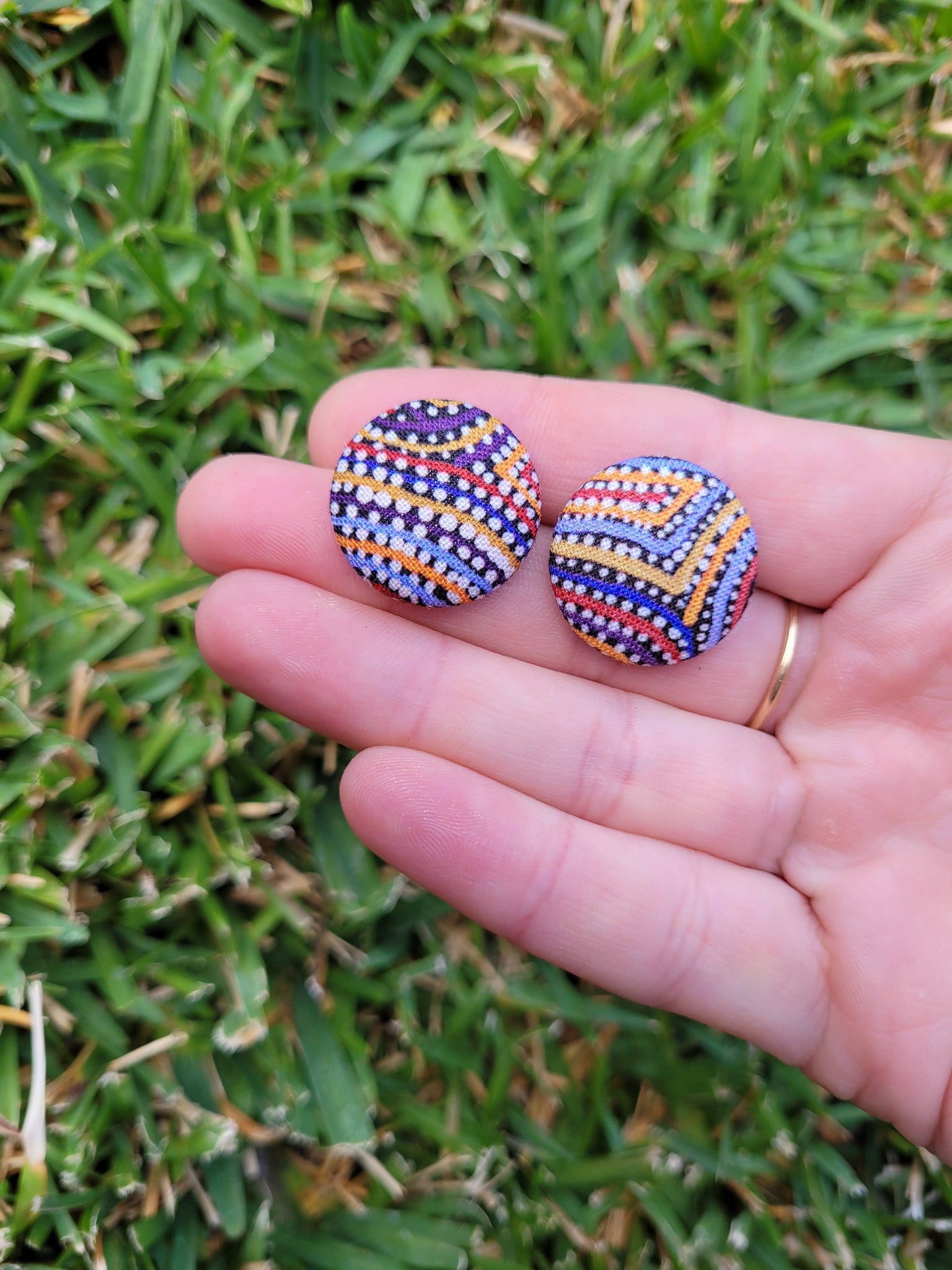Earrings - Indigenous Dot Art (multi colour) Button stud earrings SSI