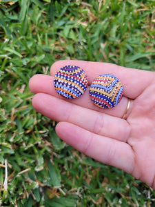 Earrings - Indigenous Dot Art (multi colour) Button stud earrings SSI