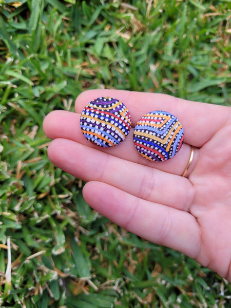 Earrings - Indigenous Dot Art (multi colour) Button stud earrings SSI