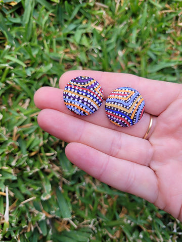 Earrings - Indigenous Dot Art (multi colour) Button stud earrings SSI