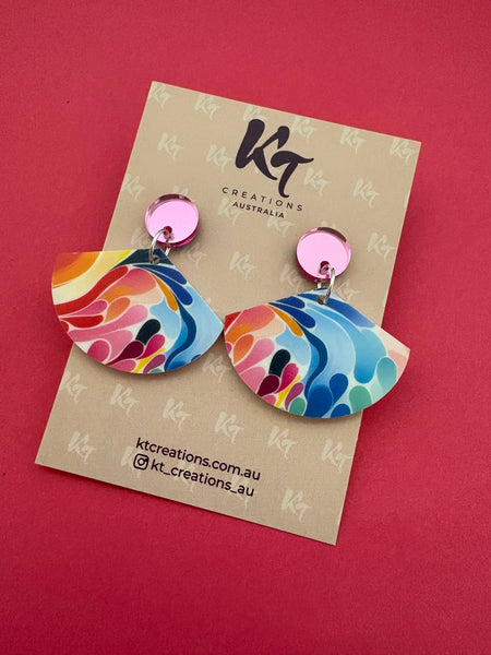 Multi Colour Abstract Art Acrylic dangles Earrings MCA