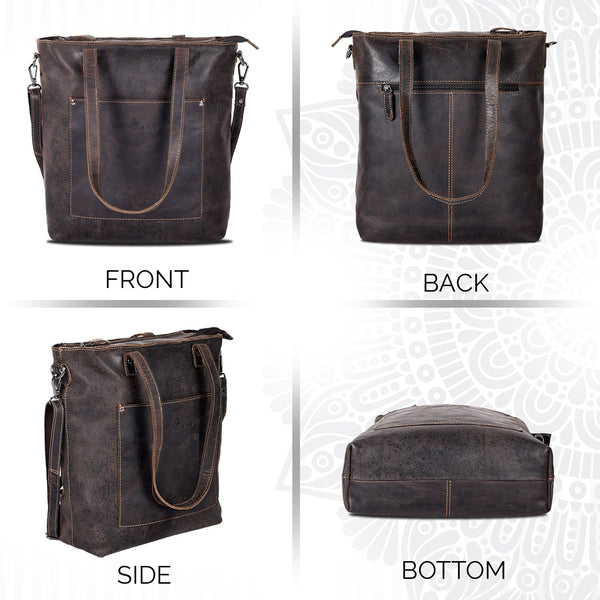 Classic Leather Tote Bag Bunbury Brown GW2025BRN LTB