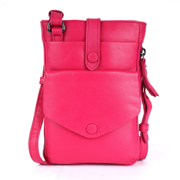 Greenwood Saffron Leather Phone Crossbody Bag Pink GSP