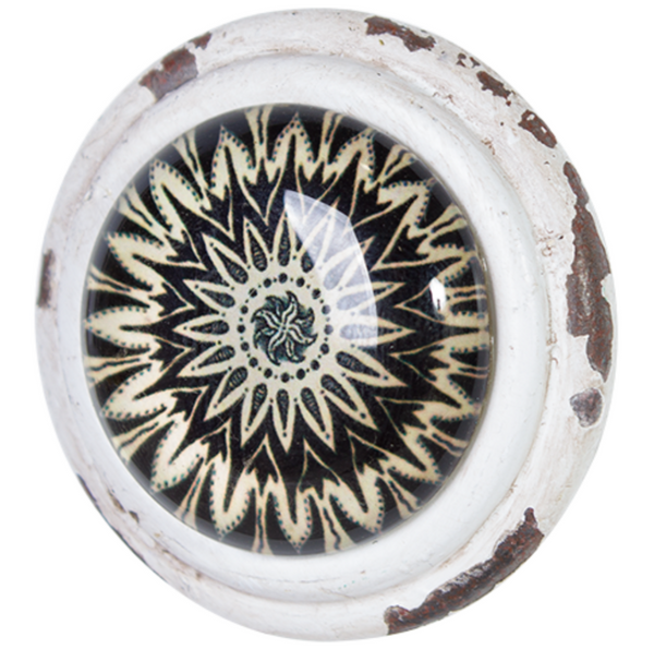 Knob - Metal Door Knob with Glass Inset Sitara KMS