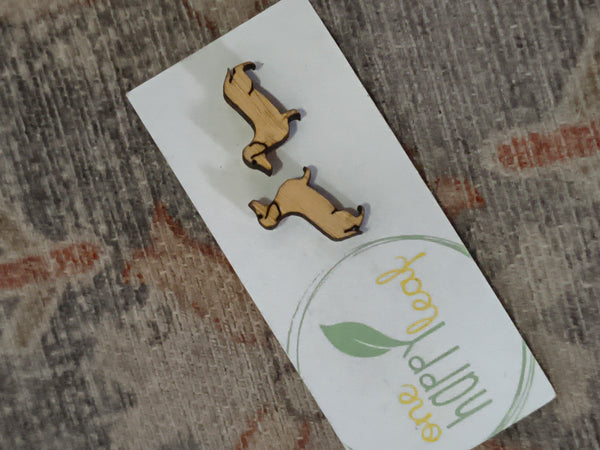 REDUCED WAS $25 Wooden Dachshund Earrings WDE 💚