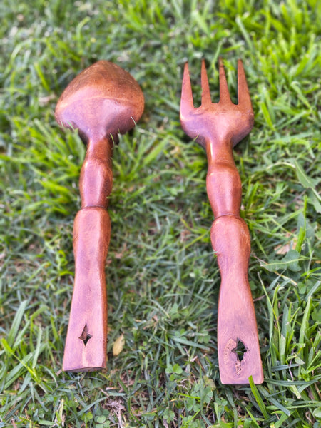 Large wooden spoon and fork SNFS