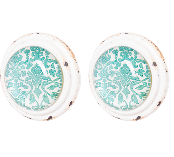 Knob - Metal Door Knob with Glass Inset Teal KMT