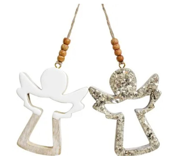 Decoration - Angel - Mango Wood  assorted LDA