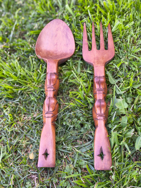 Large wooden spoon and fork SNFS