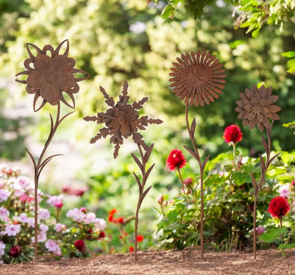 Large Rust Metal Flowers LRMF