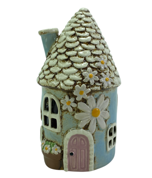 Tealight Town - Ceramic Blue Daisy Cottage BDC