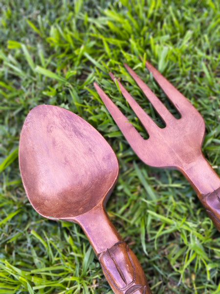Large wooden spoon and fork SNFS