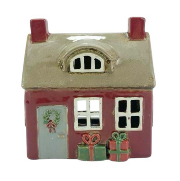 Tealight Town - Ceramic Xmas House with Presents