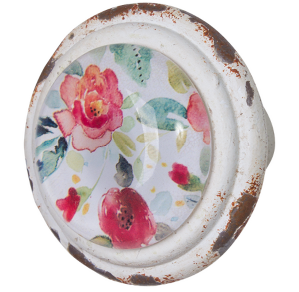 Knob - Metal Door Knob with Glass Inset Petal KMP
