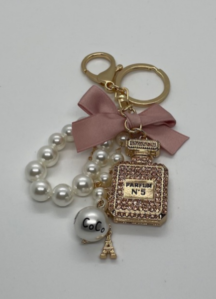 Keyring - glitzy perfume bottle blush KGPB