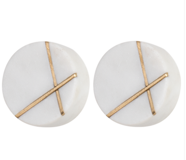 Knob - Stone Door Knob with Brass Inlay KSD