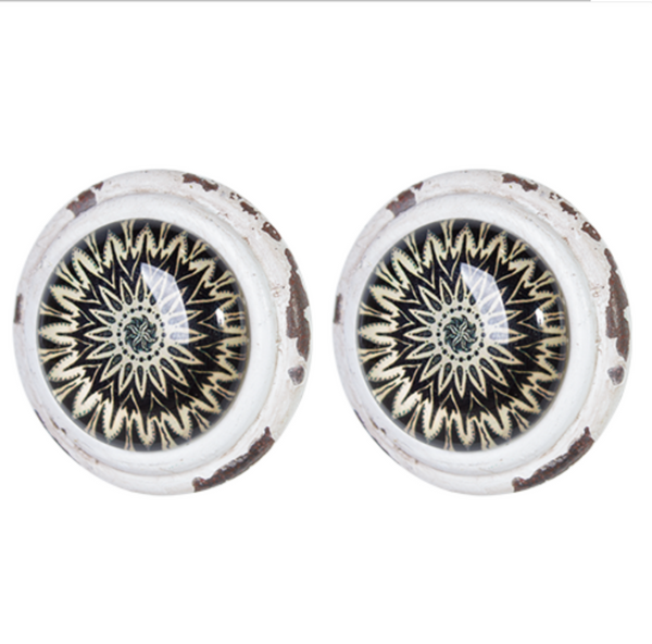 Knob - Metal Door Knob with Glass Inset Sitara KMS