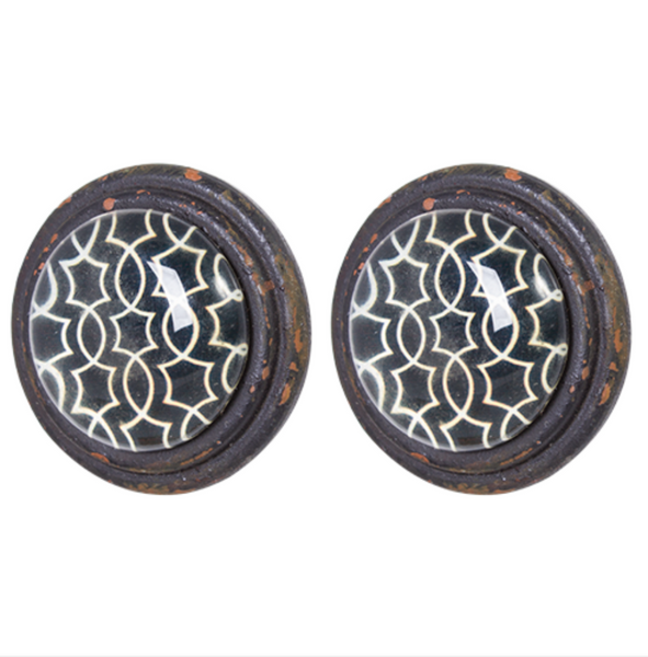 Knob - Metal Door Knob with Glass Inset Black KMBL