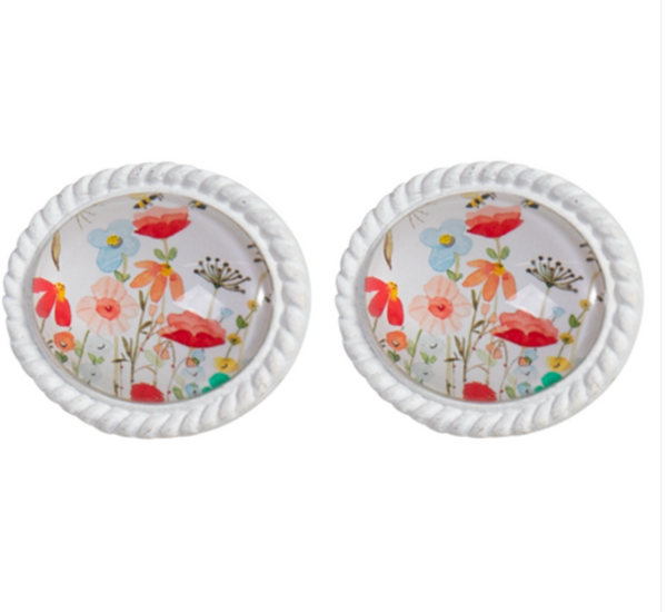 Knob - Metal Door Knob with Glass Inset Flowers Two KF2