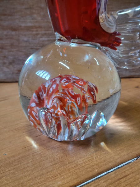Vintage Art Glass Red Fish Form Vase (ISR) 💚