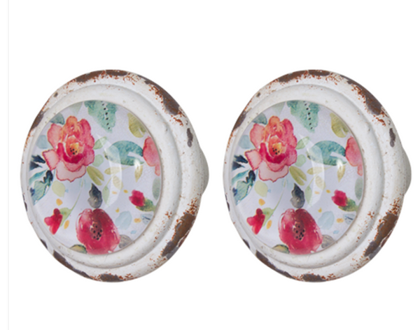 Knob - Metal Door Knob with Glass Inset Petal KMP