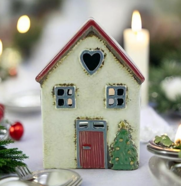 Tealight Town - Ceramic Xmas Heart House
