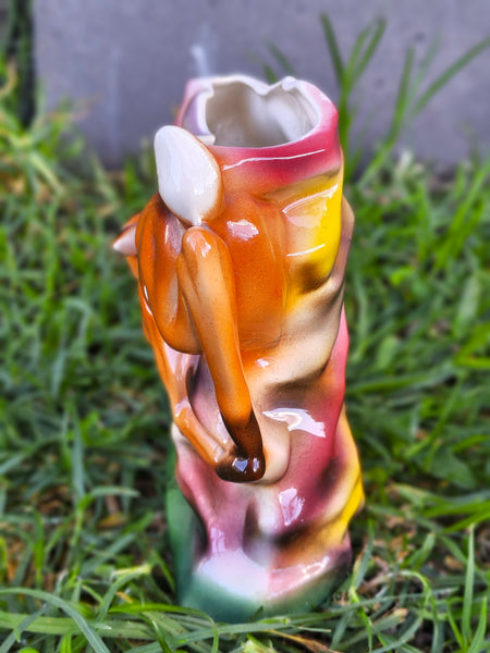 Vintage Kitsch Vase - deer and rabbit VKV