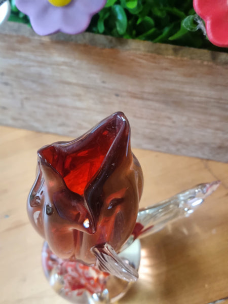 Vintage Art Glass Red Fish Form Vase (ISR) 💚